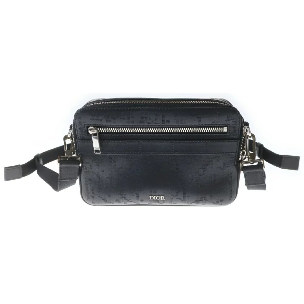 DIOR Safari Messenger Bag Oblique Leather Shoulder Black